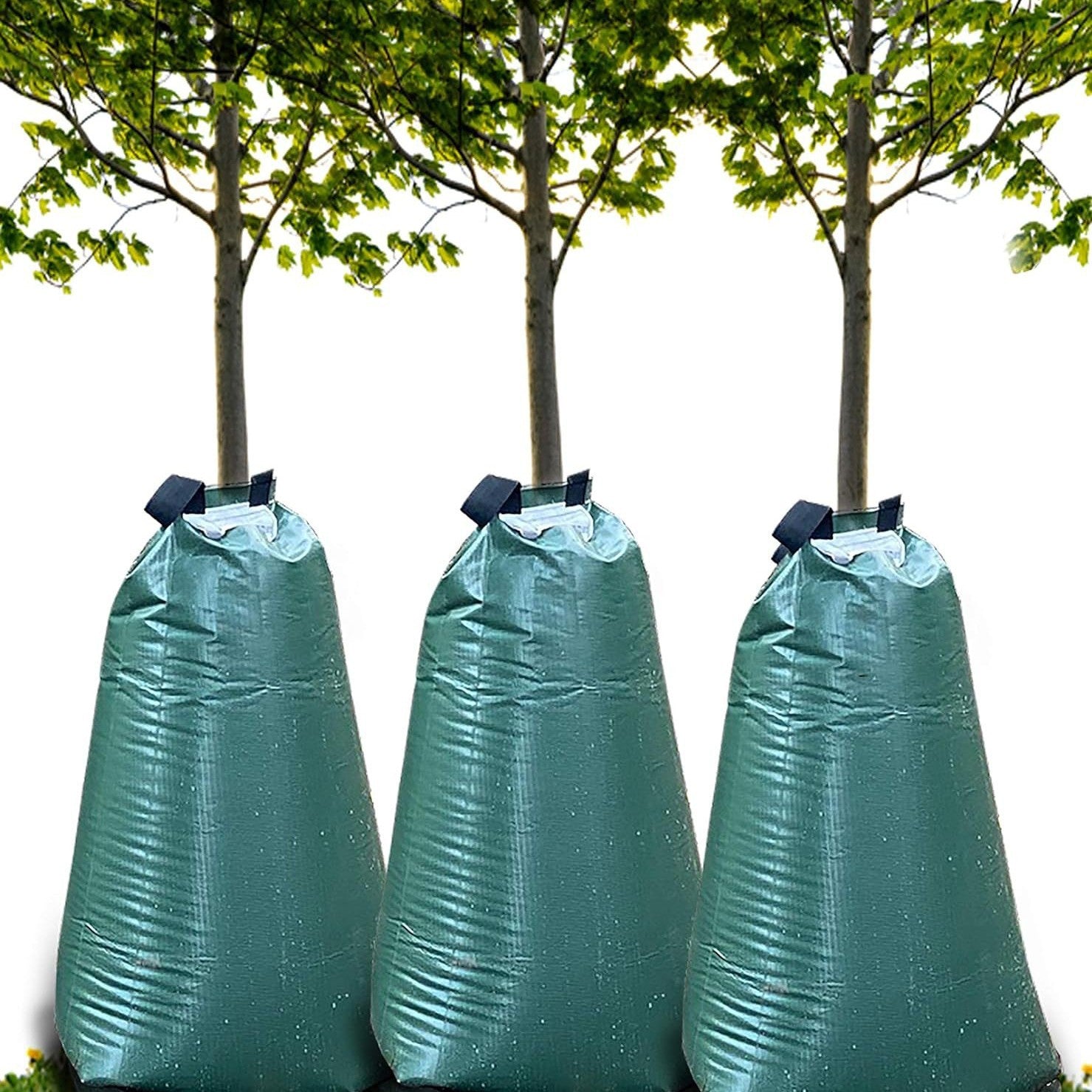 20-gallon slow-release tree watering bag — green PVC drip irrigation bag, image 2
